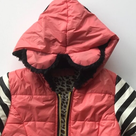 Weilong Girls Pink Stripes, cute hooded, fluffy lined, Jacket - says L looks M - Picture 6 of 16